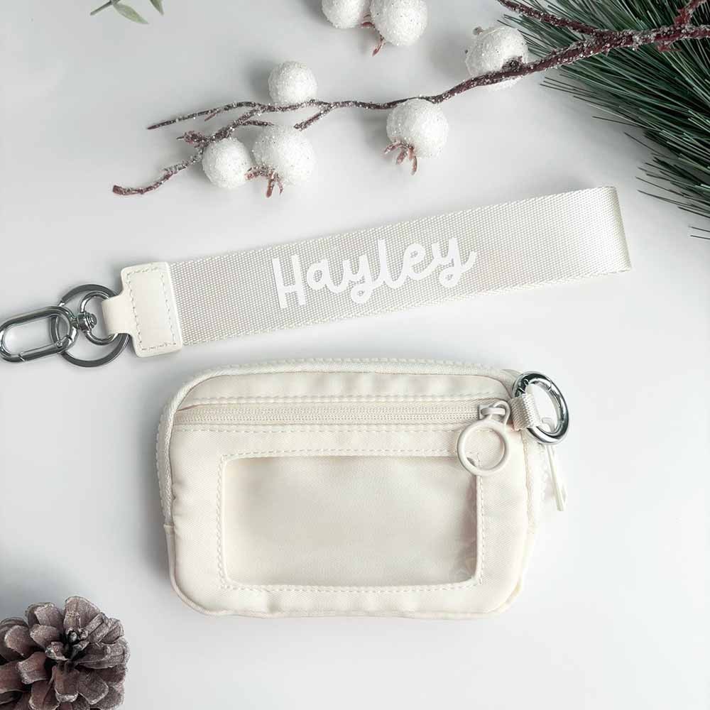 Personalized Keychain Wrist Wallet, Christmas Stocking Stuffer Gift for girls women teens, Custom Wristlet Wallet, Wrist Lanyard Cardholder