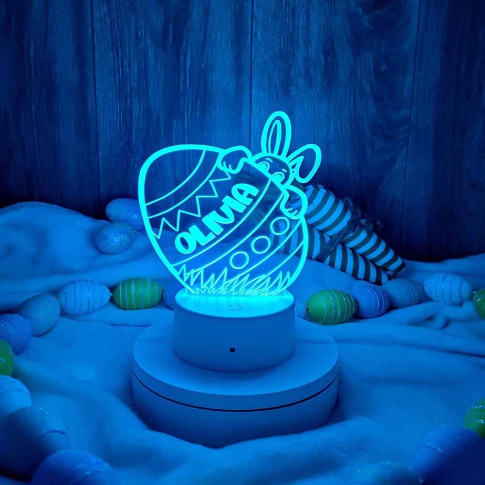 Personalized Easter Egg Night Light, Easter Bunny Egg Basket Stuffer, Easter LED Bedroom Decor, Kids Room Decor Night Light