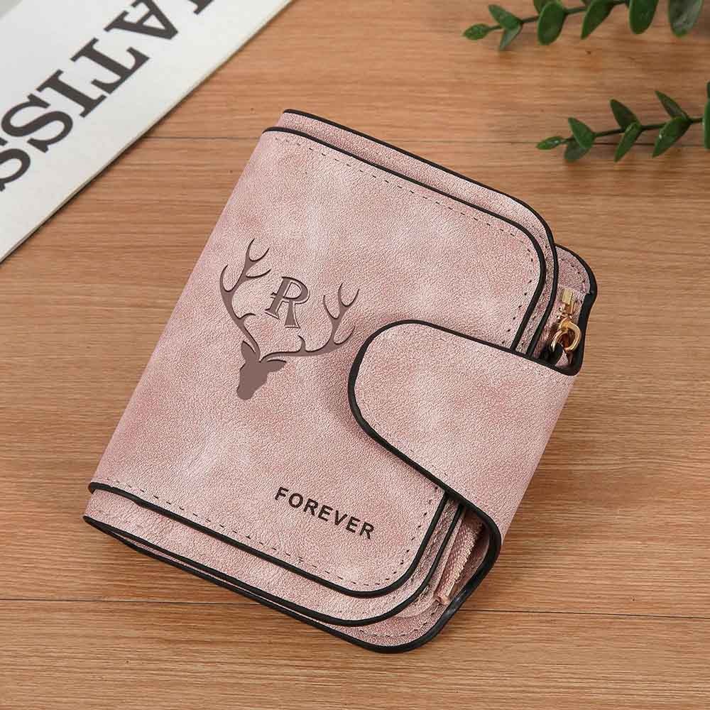 Personalized Women's Leather Wallet, Custom Women's Purse with Zipper, Short Portable Wallet, Lady's Wallet, Birthday Gift, Gift for Mom/Her