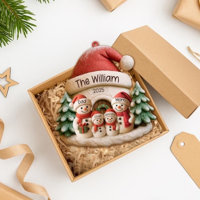 Custom 1-6 Names Snowman Family Christmas Ornament, Acrylic Christmas Tree Hanging Ornament, Holiday Keepsake, Christmas Gift For Family/Mom/Grandma