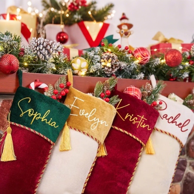 Personalized Name Family Christmas Stocking, Festival Fireplace Christmas Decor, Tree Hanging Ornament, Christmas Gift for Family/Kids