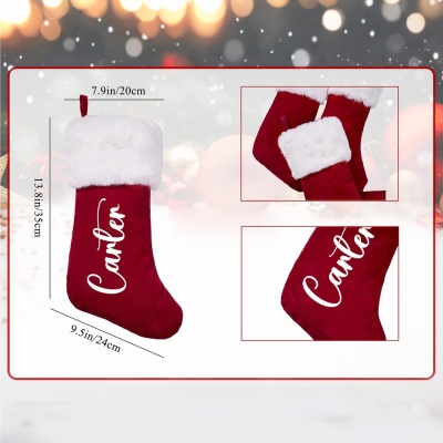 Personalized Family Christmas Stocking with Name, Soft Plush Fireplace Christmas Tree Hanging Ornament, Home Decor, Christmas Gift for Family/Kids