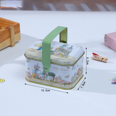 Personalized Easter Bunny Candy Storage Box, Cute Custom Name Bunny Cookie Tin Box with Handle, Easter Party Favor, Easter Gift for Kids/Boys/Girls