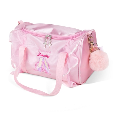 with pink ballet pom pom pendant