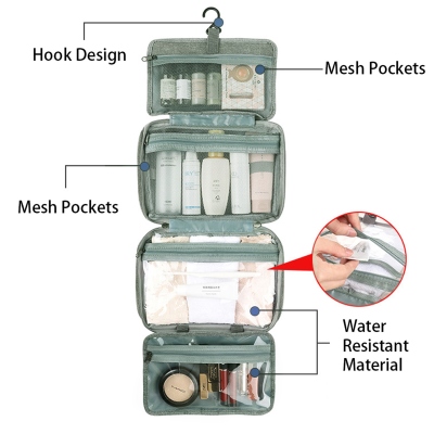 Personalized Names and Birth Flower Cosmetic Travel Bag, Foldable Make Up Organizer, Makeup Bag, Hanging Toiletry Bag for Women, Weekender Bag