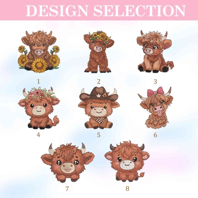 highland cow embroidery