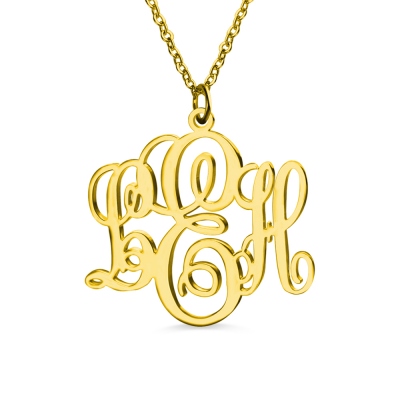 Perfect Fancy Monogram Necklace Gift 18k Gold Plated