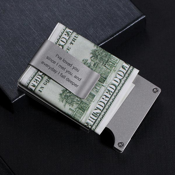 Personalized Ultra Slim Men's Money Clip and Card Holder in
