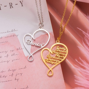Personalized Heart and Hug Necklace for Mom