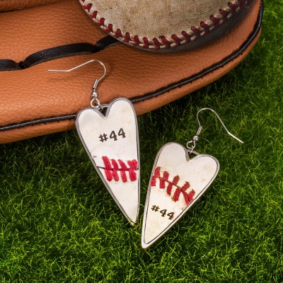 Personalized Baseball Leather Necklace/Earrings Sports Jewelry