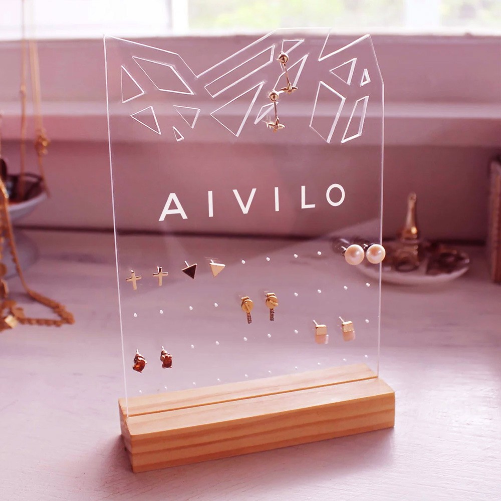 Personalized Jewelry Display Stand, Acrylic Earring Jewelry Organizer, Wood Jewelry Display Holder