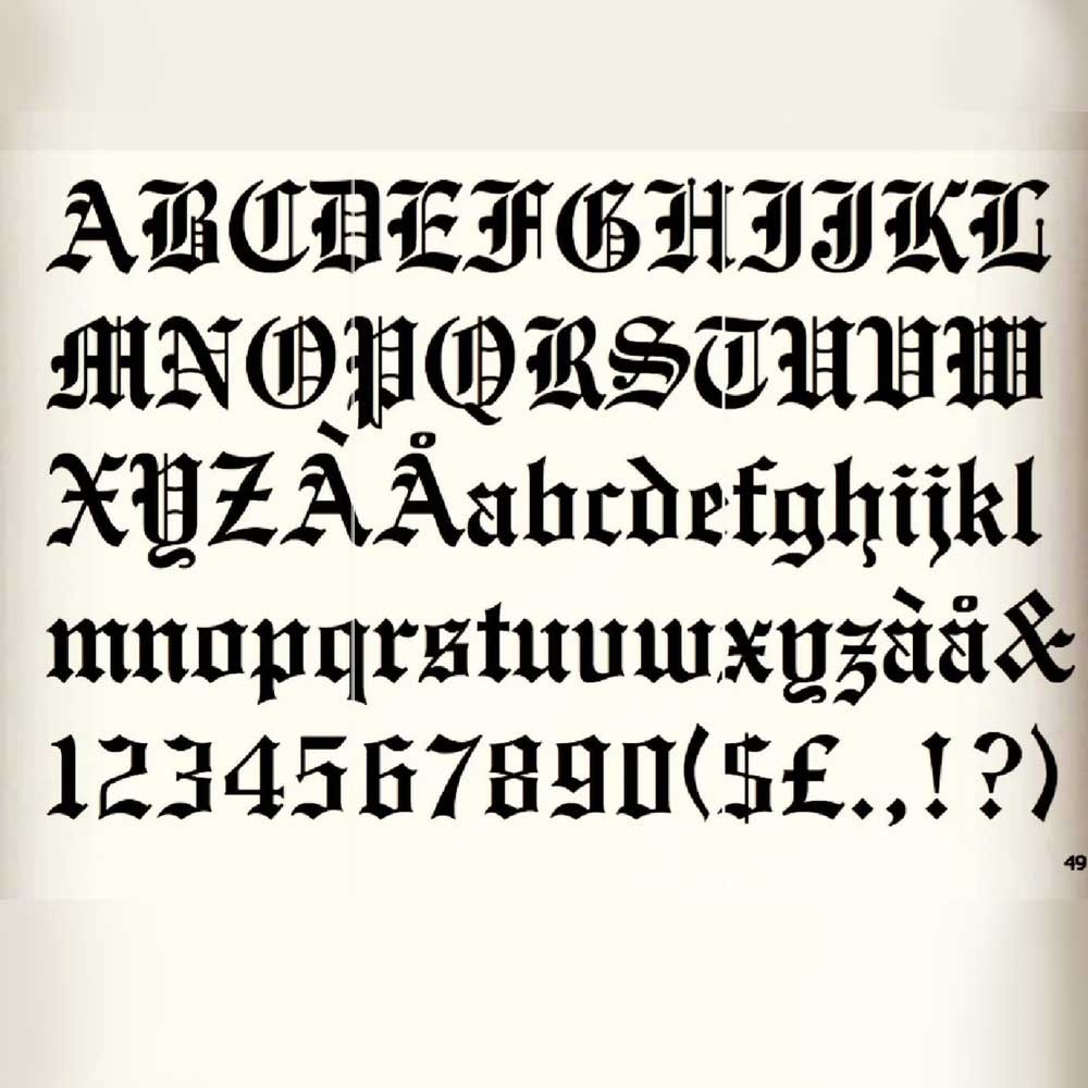 Custom Old English Style Gothic Tattoo Font Ring