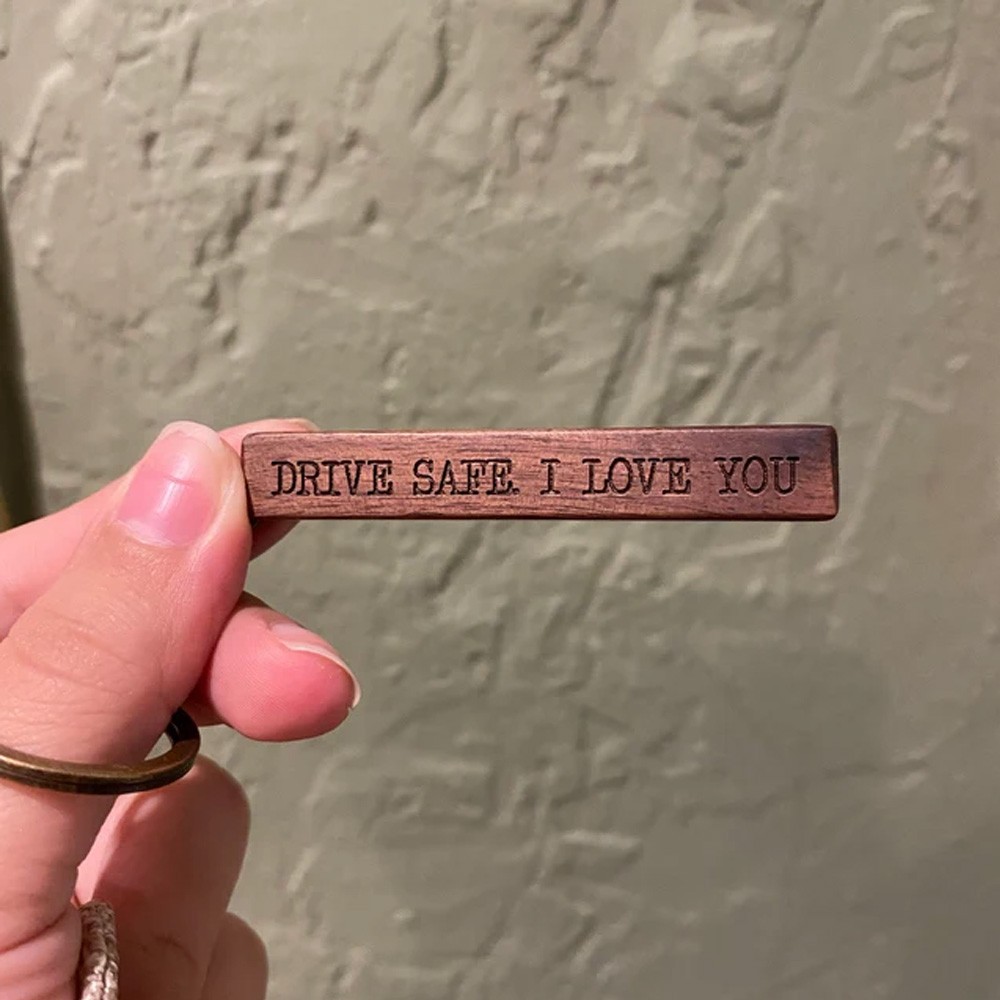 Custom 4 Sided Engraved Wood Bar Keychain, Custom 4 Sided Engraved Keychain for New Home Car, Gift for Mom Dad Grandpa Husband from Kids