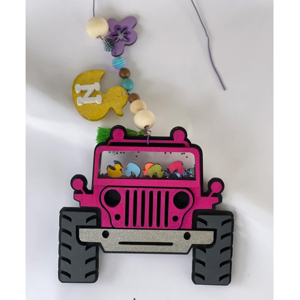 Personalized Name Duck Jeep Car Charm, Custom Paint Finish Jeep Car
