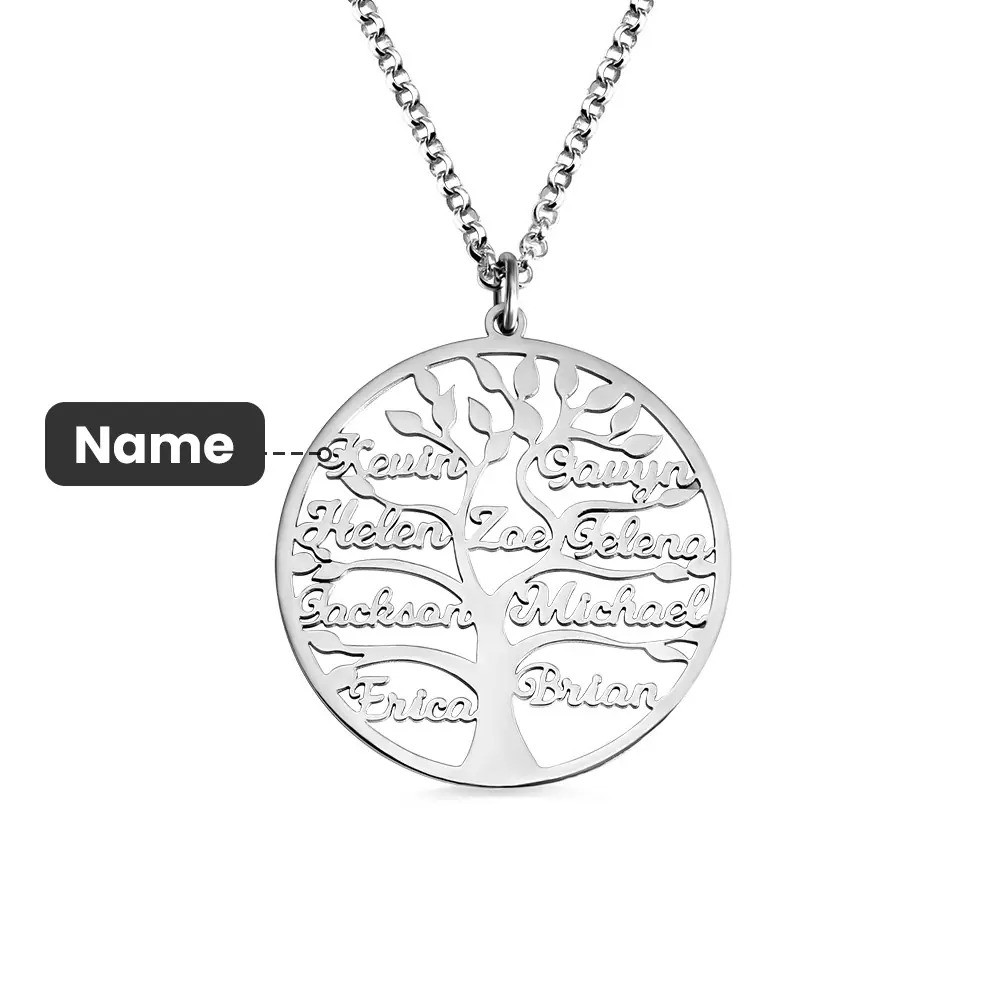 Personalized 1-9 Names Family Tree of Life Necklace, Mother's Day Birthday Gift for Mom Grandma