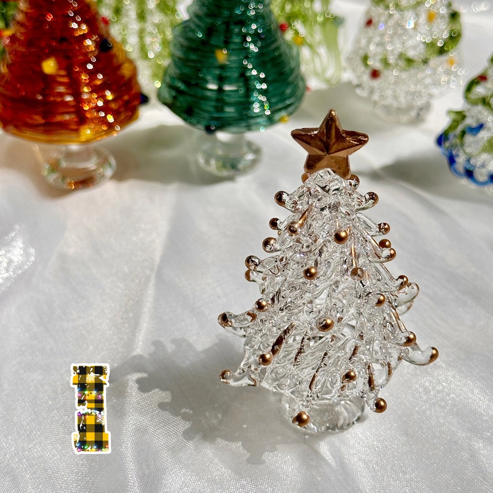 Handmade Glass Christmas Tree Statue, Green Glass Tree Decoration, Festive Christmas Tree, Christmas Sculpture Decoration, Christmas Gifts
