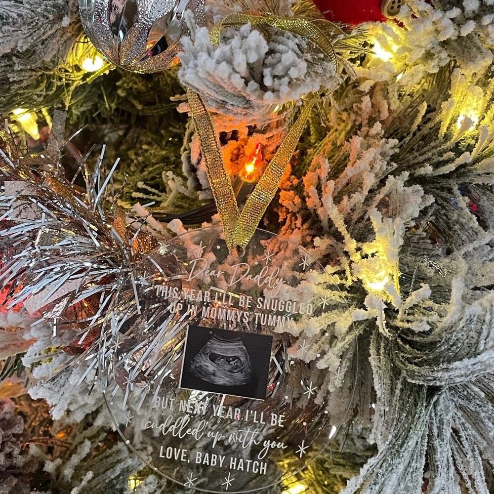 Custom I'll Be Snuggled Up In Mommy's Tummy Ornament, Sonogram Ultrasound Christmas Ornament, Expecting Dad or Family Gift for Mother-to-be, New Dad Gift From The Bump