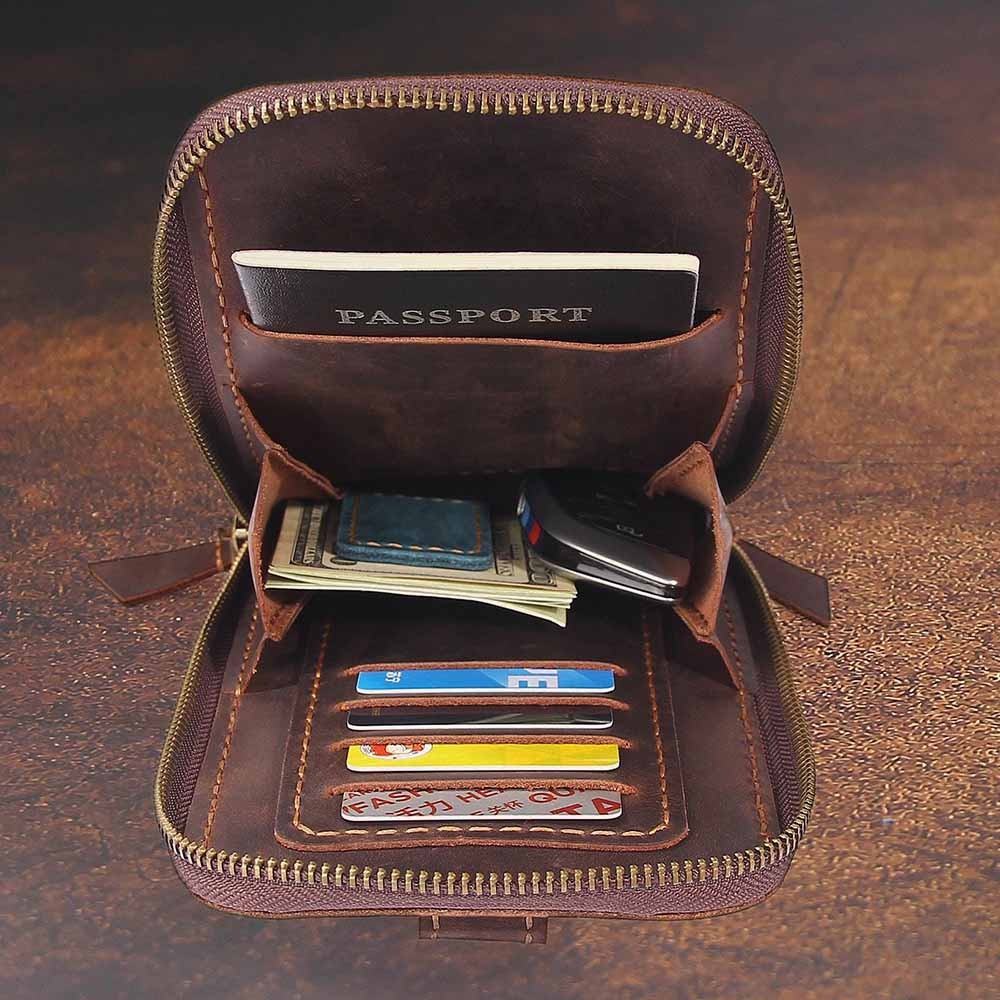 Personalized Leather Belt Pouch, Handmade Waist Bag, Leather Crossbody Bag with Card Holder, Custom Men‘’s Phone Holster Bag, Gifts for Dad