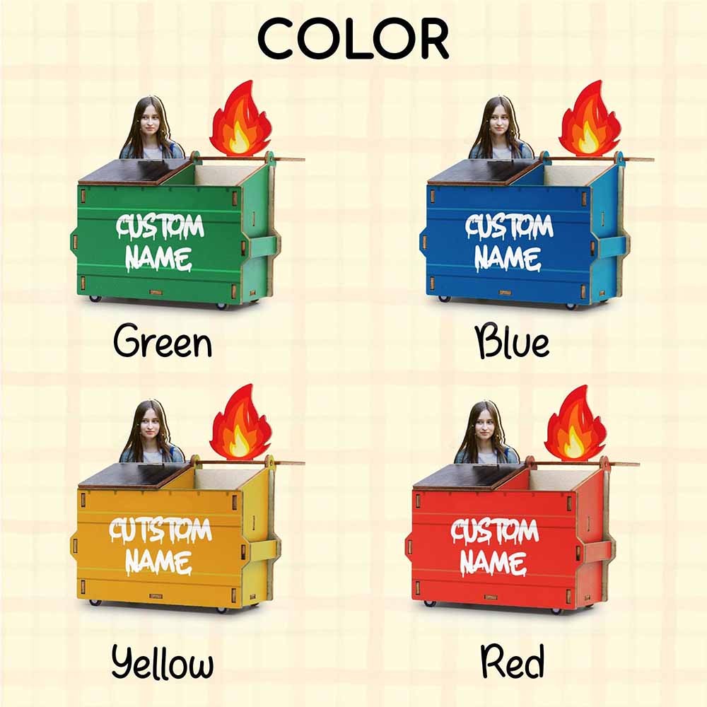 Personalized DIY Wood Pencil Holder, Dumpster Fire Desk Organizer, Custom Photo Dumpster Fire, Custom Pencil Holder, Funny Gift