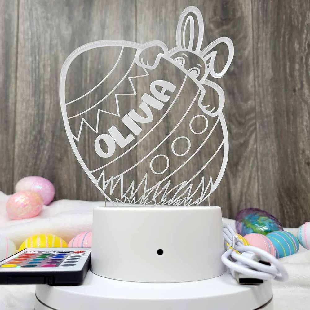 Personalized Easter Egg Night Light, Easter Bunny Egg Basket Stuffer, Easter LED Bedroom Decor, Kids Room Decor Night Light