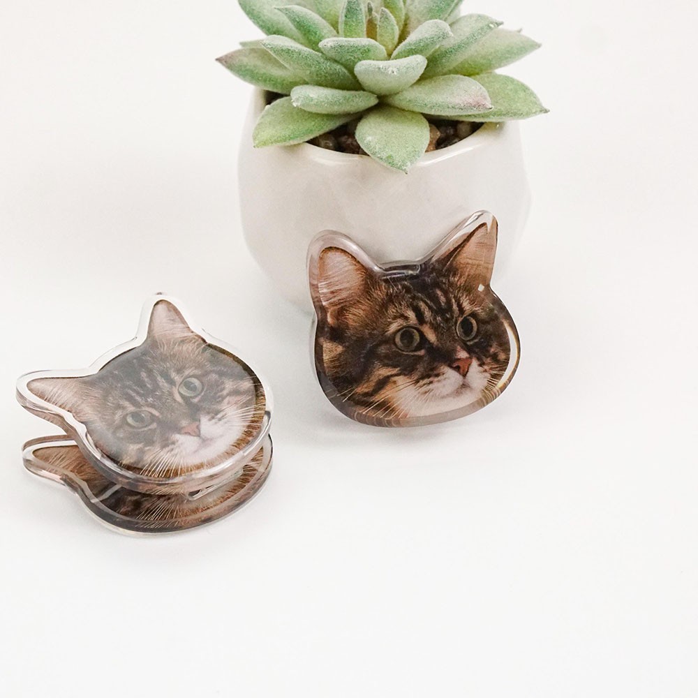 Cute Animal Acrylic Journal Clips, Hand-Drawing Strong Clip, Kitten Acrylic Clips, Bread Acrylic Clips, Stationery Journal Supplies