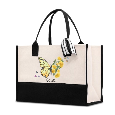 Sac Fourre-tout Personnalisable Avec Initiales - 40x30x14 Cm - Cadeau Pour Femme, Maman, Amie, Noël Ou Anniversaire