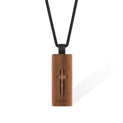 Personalized NFC Bible Pendant, Customized Name Wooden Cross Necklace, Engraved Name, Gift for Christians, Church Gift