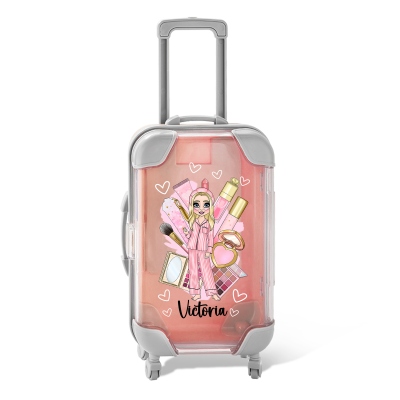 Personalized Pajama Makeup Girls Mini Makeup Storage Box, Custom Mini Luggage Box, Party Gift, Bridesmaid Gift