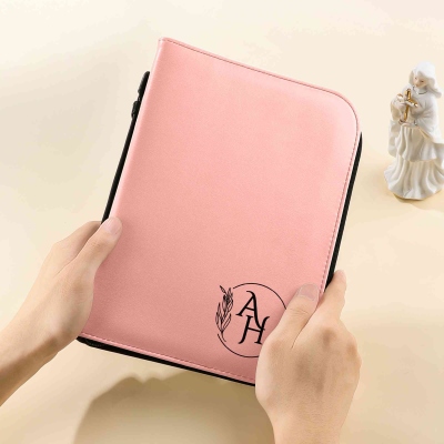 Personalized Leather Bible Cover, Custom Religious Book Case, Large Bible Carrying Bag with Handle, Bible Study Supplies, Christian Gift for Women/Men