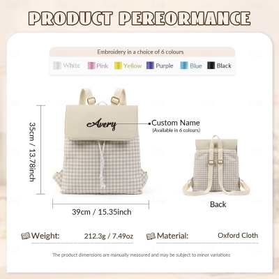 Personalized Embroidered Name Backpack Bag, Large Capacity Flap Book Bag with Drawstring, Travel Organizer, Back to School Gift for Students/Girls/Kids