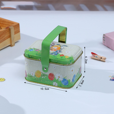 Personalized Easter Bunny Candy Storage Box, Cute Custom Name Bunny Cookie Tin Box with Handle, Easter Party Favor, Easter Gift for Kids/Boys/Girls