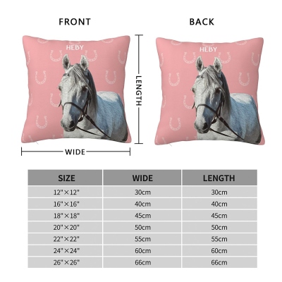 Personalized Name Horse Portrait Throw Pillow Cover, Pillowcase with Optional Insert, Home Decor, Birthday/Christmas Gift for Horse Lovers/Equestrians