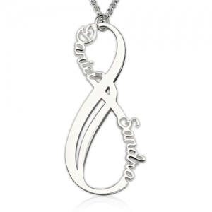 Custom Vertical Knot Names Necklace Sterling Silver