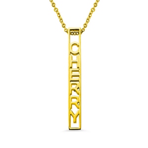 Customized Special 3D Bar Necklace In Gold