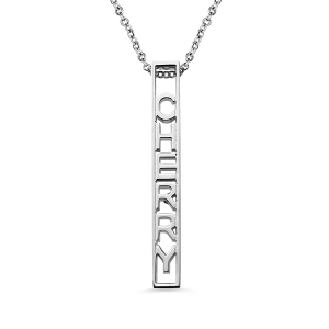 Customized Special 3D Bar Necklace In Silver