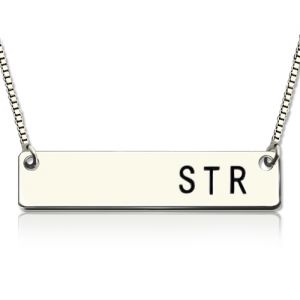 Fashionable Sterling Silver 3 Initials Bar Necklace