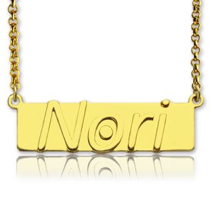 Custom Nameplate Bar Necklace 18K Gold Plated