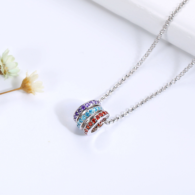 Personalized Stackable Rings Pendant Birthstone Necklace GetNameNecklace