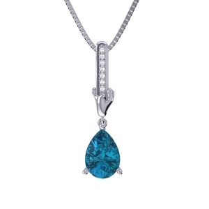 Customized Drop Shape Birthstone Necklace In Sterling Silver