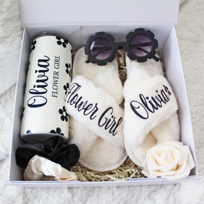 Personalized Name Flower Girl Proposal Gift Box Set, Keepsake Bundle from Bride with Six Color Themes, Wedding/Birthday/Christmas Gift for Kids/Girls