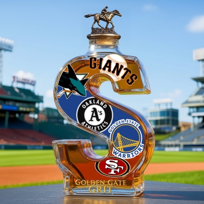 Golden Gate Grit Inspired Limited Edition Whiskey Bottle, Vintage Glass Liquor Decanter, Decorative Alcohol Bottle for Bar or Home Display