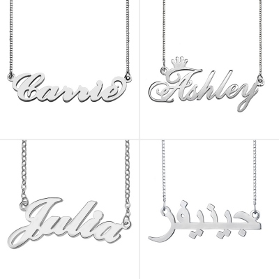 Personalized Stylish Name Necklace In Silver