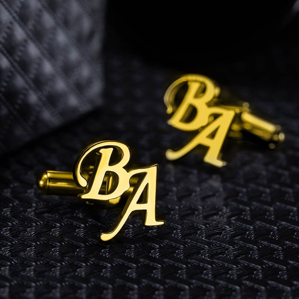(Set of 2)Personalized Monogram Initial Letter Name Cufflinks, Birthday Father's Day Christmas Gift for Men