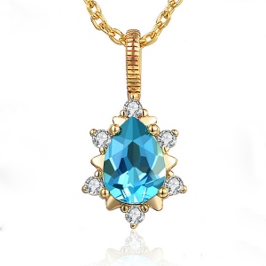 Customized Natural Drop Birthstone Necklace In 18K Gold Plated Silver