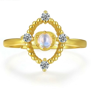 Natural Blue Moonstone Ring 18K gold plated silver