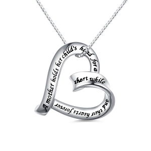 Heart Strip Necklace Sterling Silver for Mom/Mother