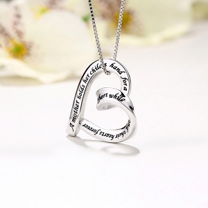 Herz Strip Halskette Sterling Silber für Mama / Mutter