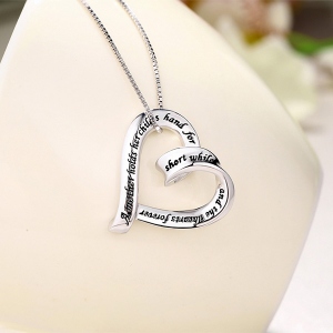 Heart Strip Necklace Sterling Silver for Mom/Mother