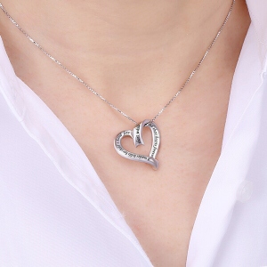 Herz Strip Halskette Sterling Silber für Mama / Mutter