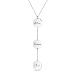 Personalized Three Disc Name Necklace In Silver